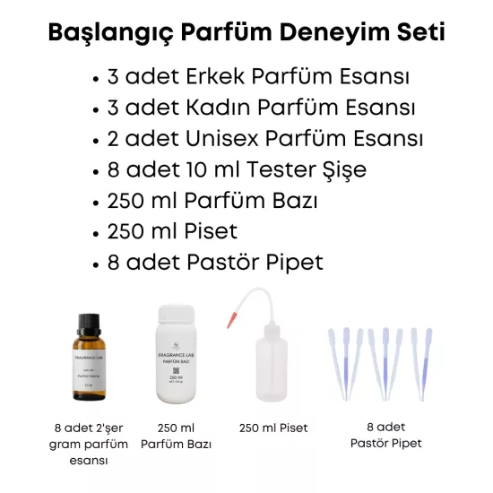 Başlangıç Parfüm Deneyim Seti | 8 Kokulu Evde Parfüm Yapım Seti