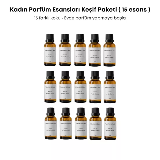 Kadın Parfüm Esansları Keşif Paketi (15 Adet)