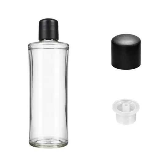 Rebulion 250 ml Cam Kolonya Şişesi | Siyah Kapaklı & Tıpalı