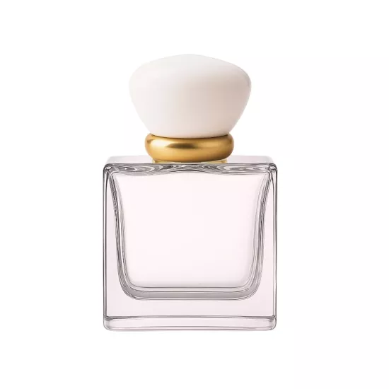 Harmony 50 ml Parfüm Şişesi | Beyaz Kapaklı, Gold Detaylı Premium Cam Şişe