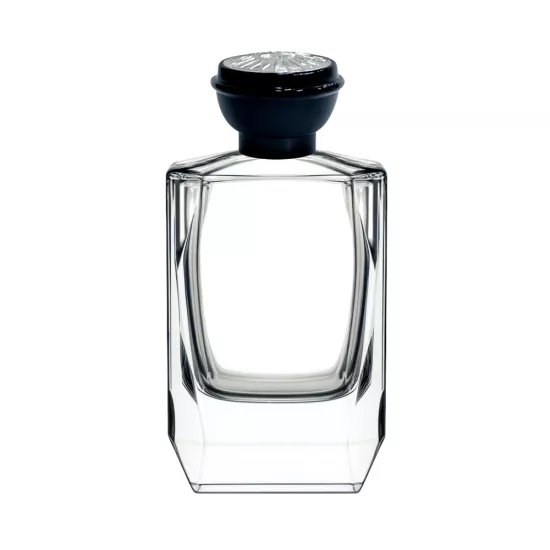 Hero 100 ml Parfüm Şişesi | Gümüş Mühür İşlemeli Siyah Kapaklı Cam Şişe