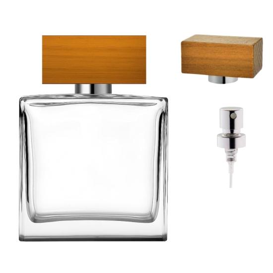 Leon 100 ml Parfüm Şişesi | Ahşap T Kapaklı Geniş Cam Şişe