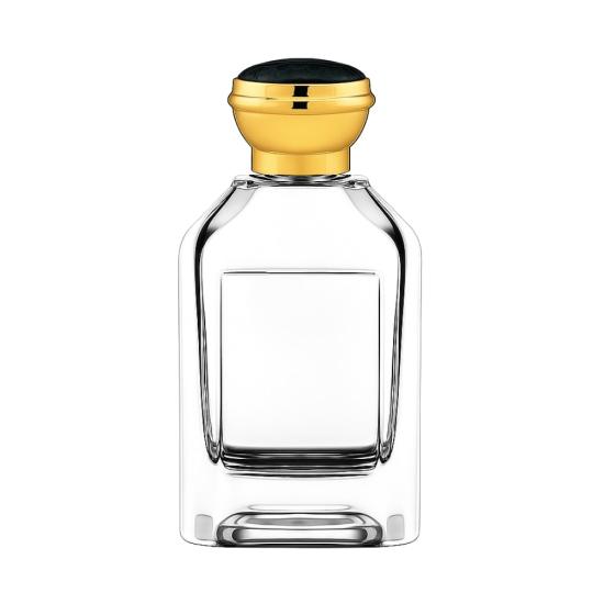 Velur 100 ml Parfüm Şişesi | Siyah İşlemeli Gold Kapaklı Cam Şişe