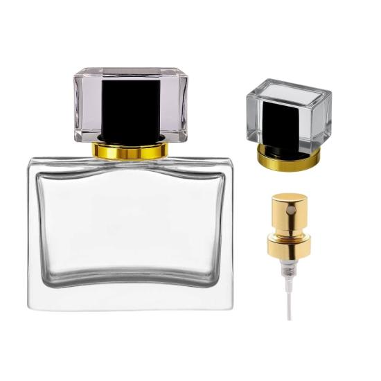 Verona 50 ml Parfüm Şişesi | Gold T Kapaklı Yatay Cam Şişe