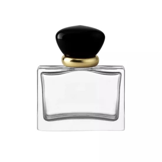 Viena 50 ml Parfüm Şişesi | Siyah Kapaklı, Gold Detaylı Premium Cam Şişe