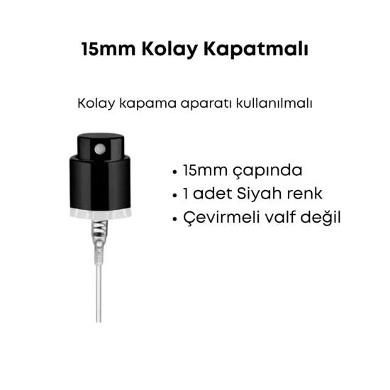 15mm Parfüm Valfi – Siyah Renk & Yüksek Atım